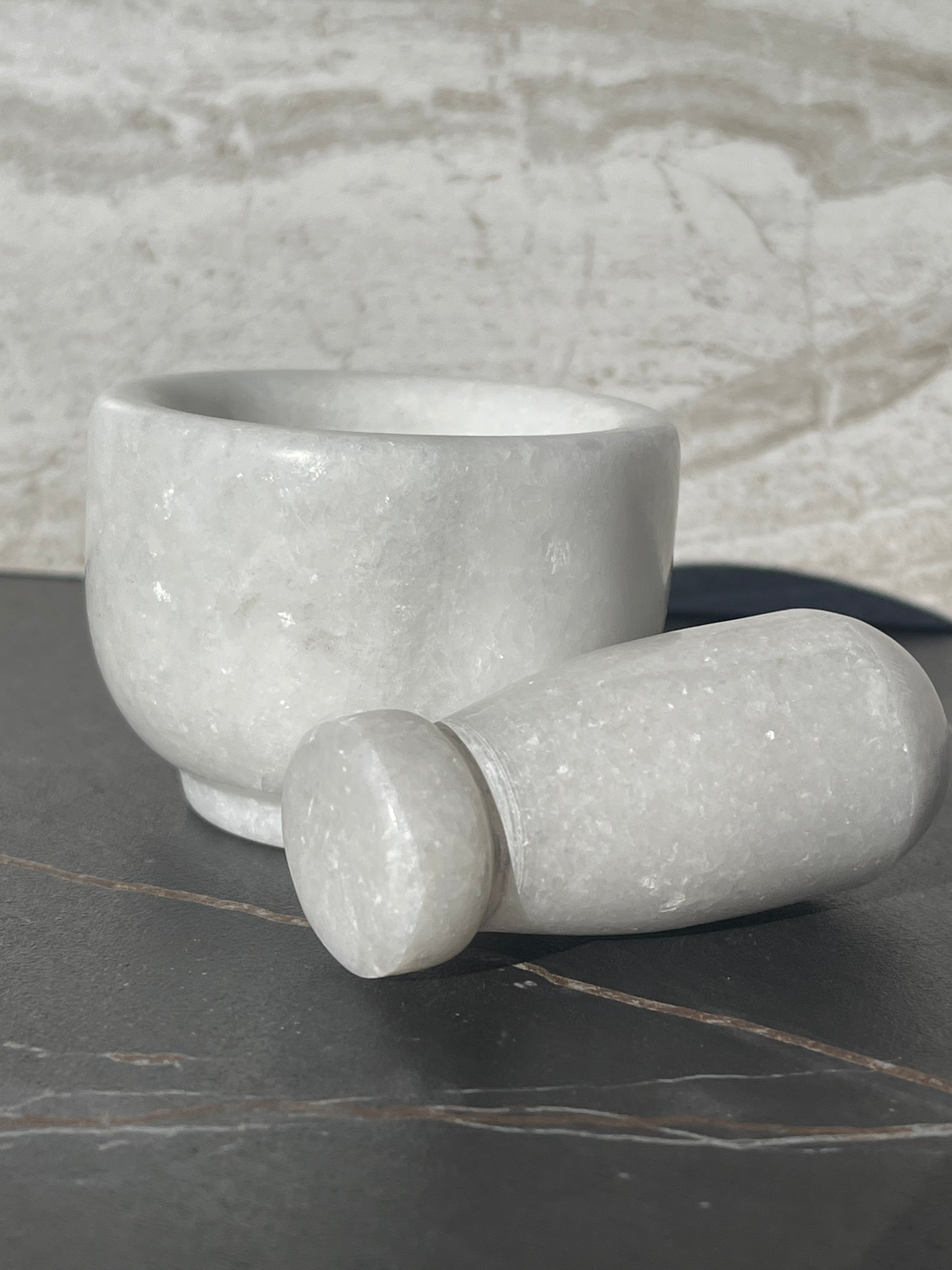 Marble Mortar & Pestle, White, Small — etúHOME