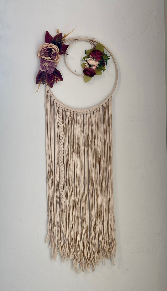 Double Circle Floral Macrame Dreamcatcher