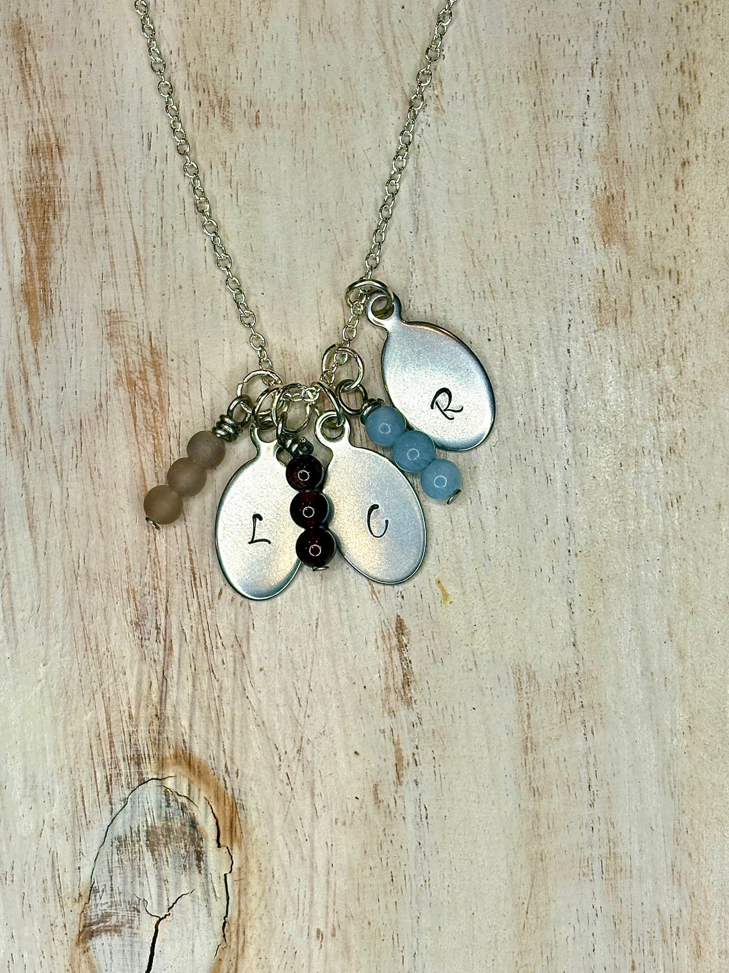 Personalized initial birthstone necklace