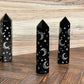 Black Obsidian Points with Moons and Stars