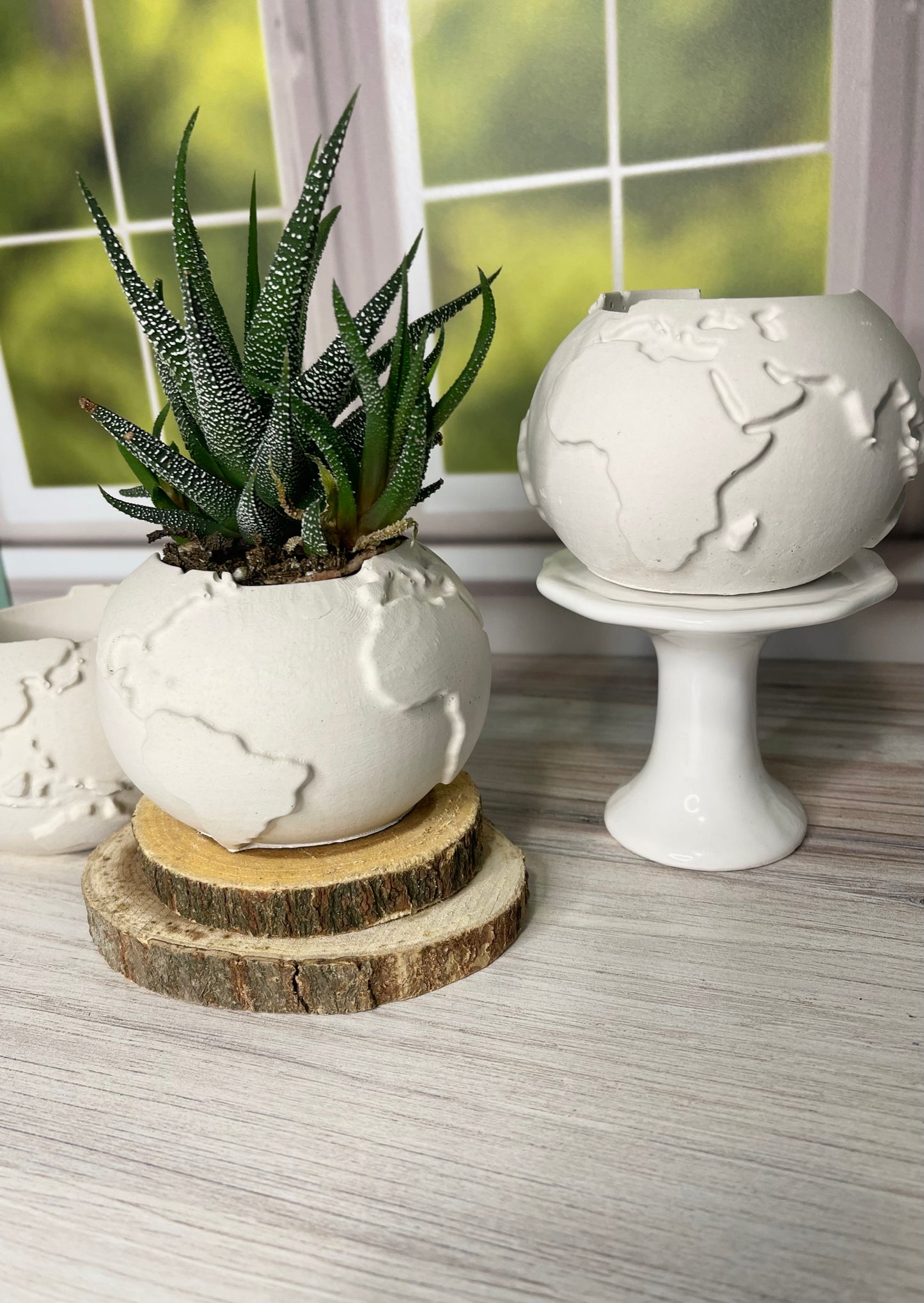 Portland White Cement Globe Planter