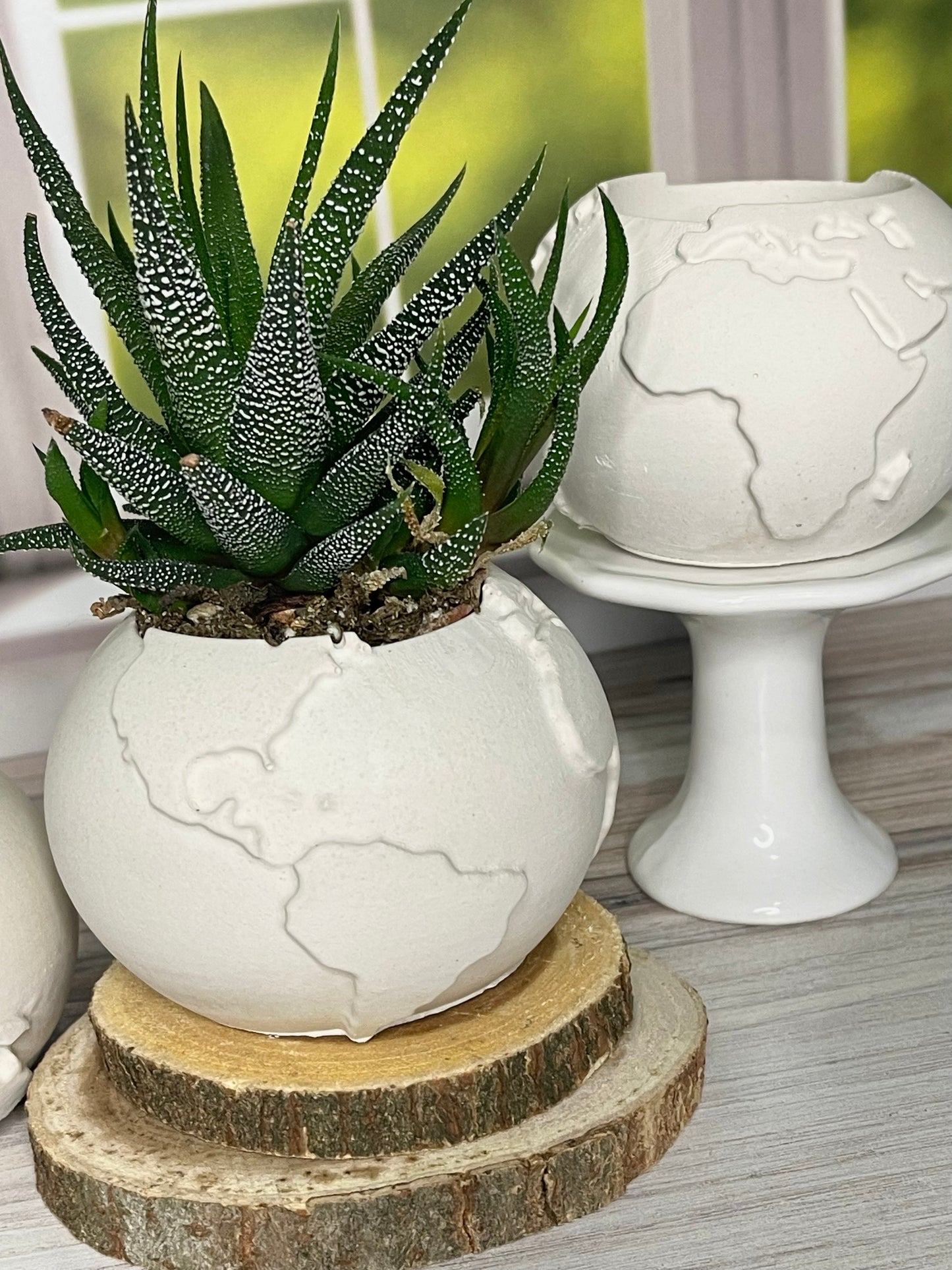 Portland White Cement Globe Planter