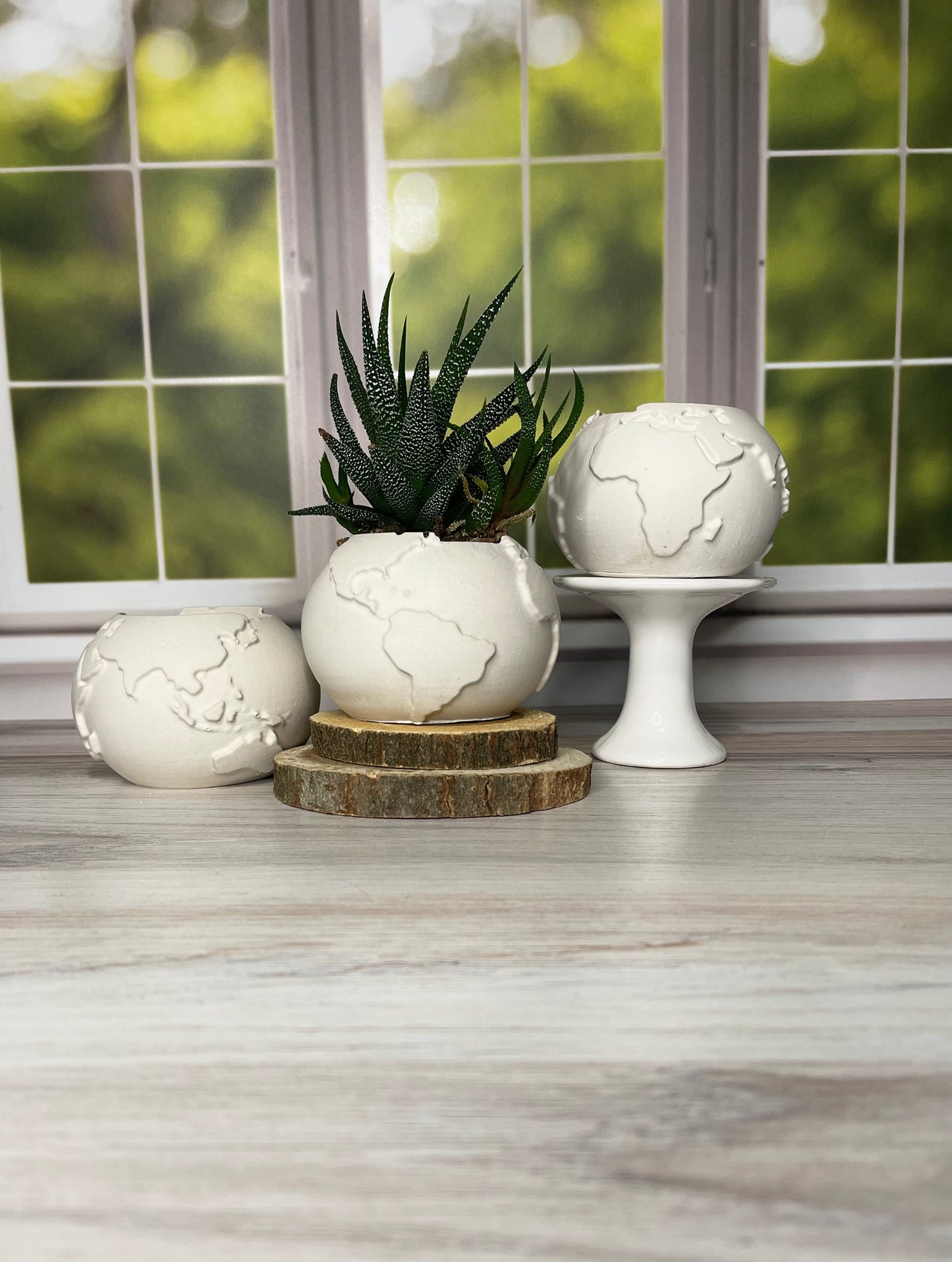 Portland White Cement Globe Planter