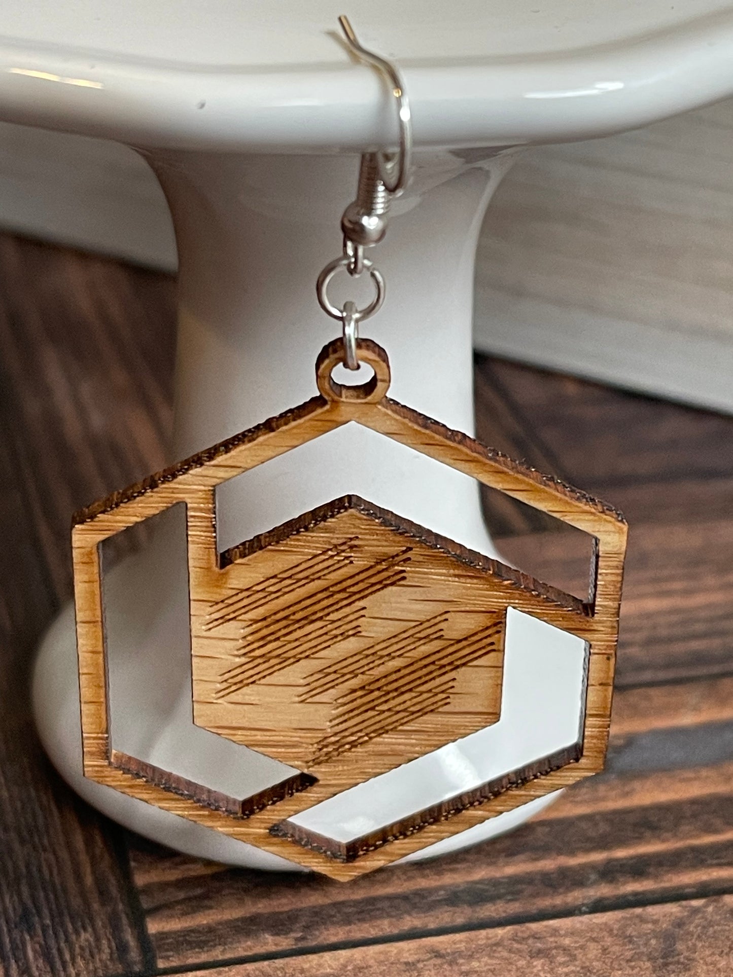 Wooden Polygon Geometric Earrings