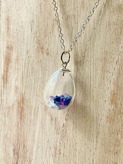 Customizable Crystal/Birthstone Necklace in glass teardrop