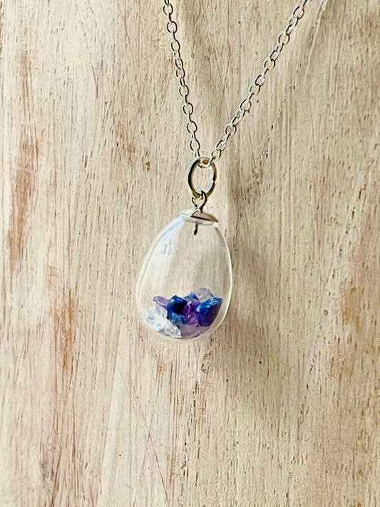 Customizable Crystal/Birthstone Necklace in glass teardrop