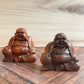 Hand Carved Wooden Laughing Buddha