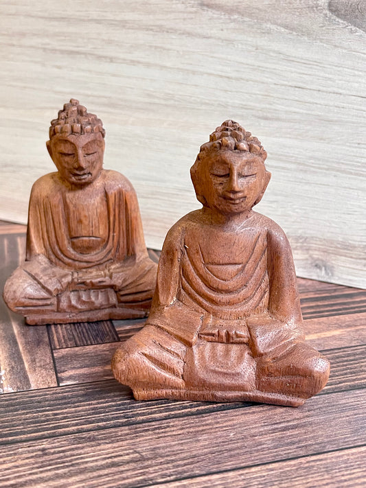 Hand Carved Wooden Meditating Buddha