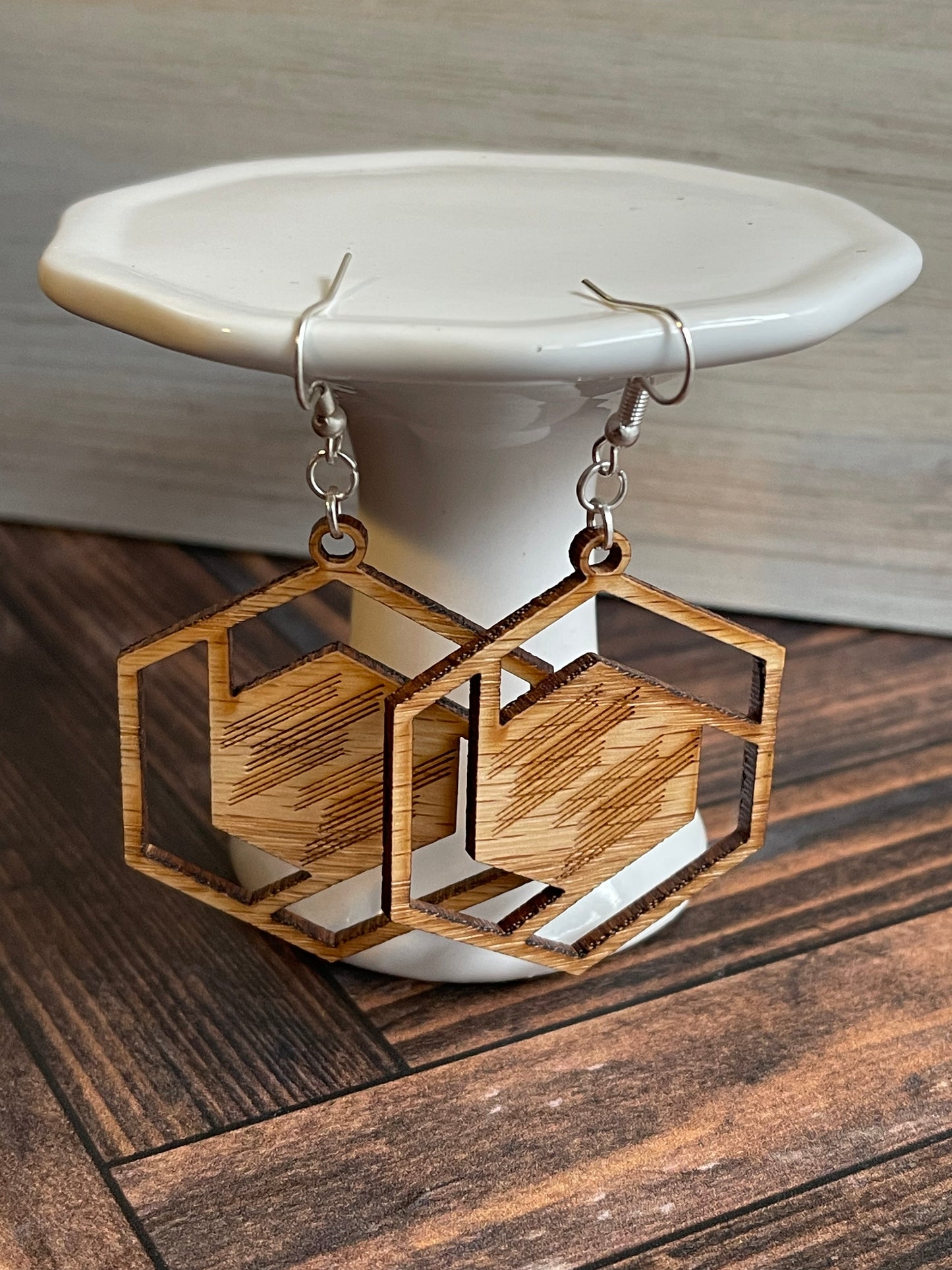 Wooden Polygon Geometric Earrings