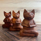 Meditating Wooden Cat