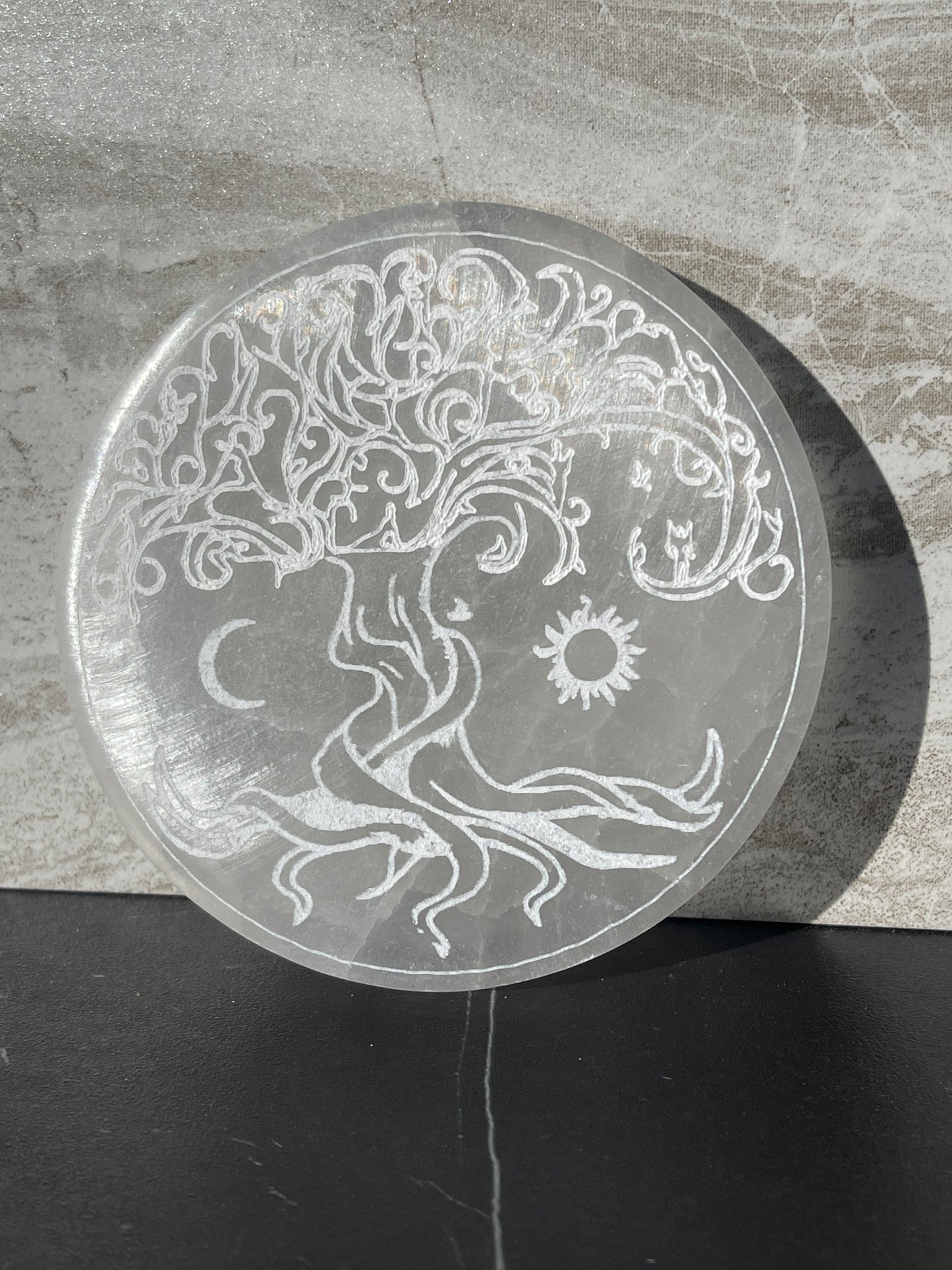 Tree of life Selenite Charging Plate