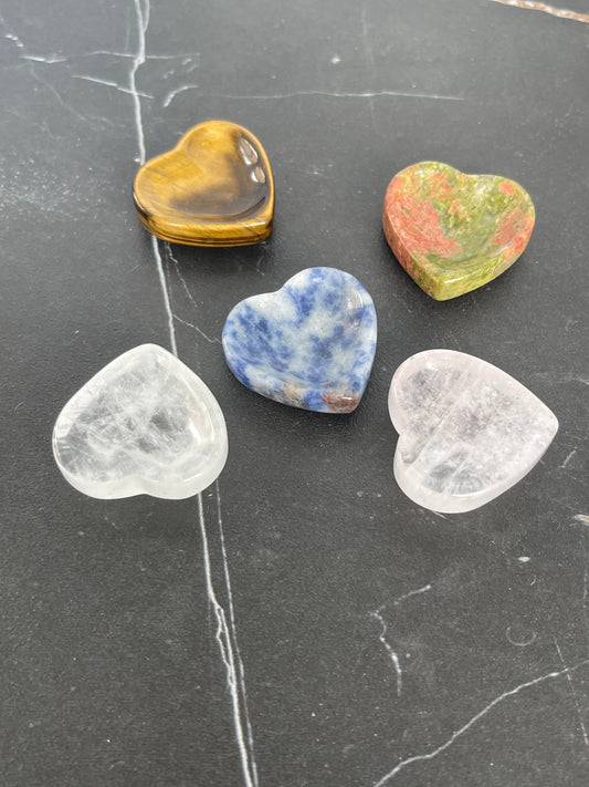 Deeply Carved Heart Worry Stones