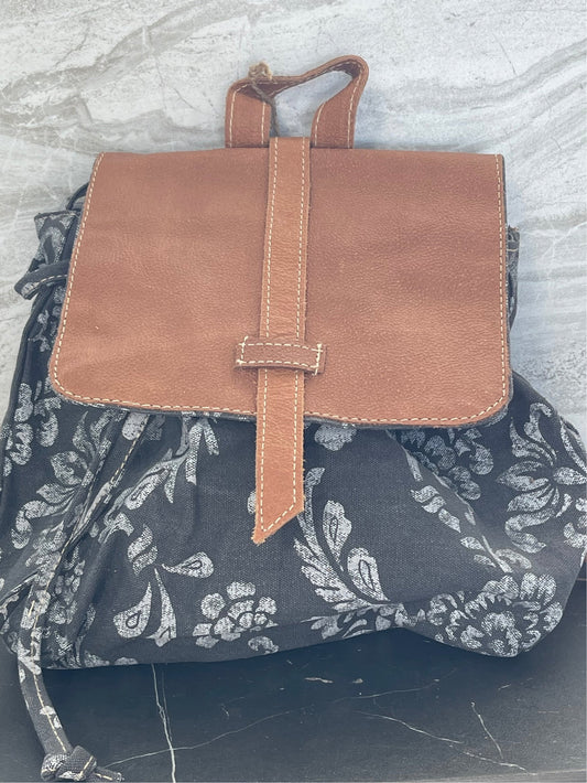 Flower and Leather Backpack Purse