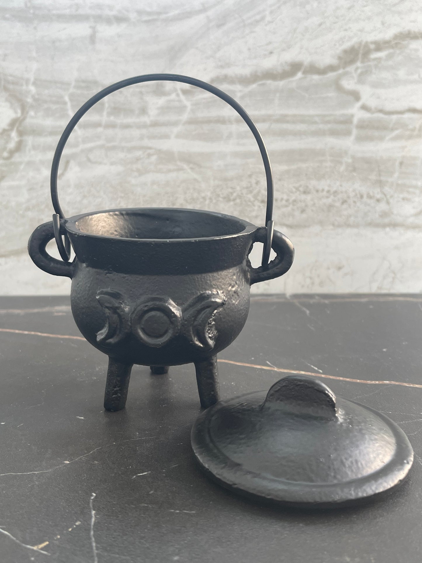 Cast Iron Cauldron with Triple Goddess