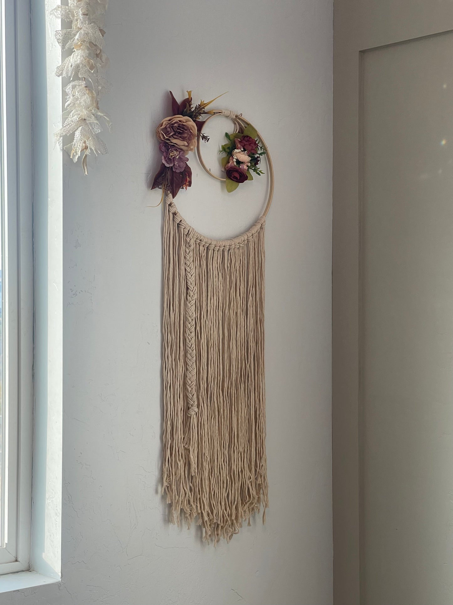 Double Circle Floral Macrame Dreamcatcher