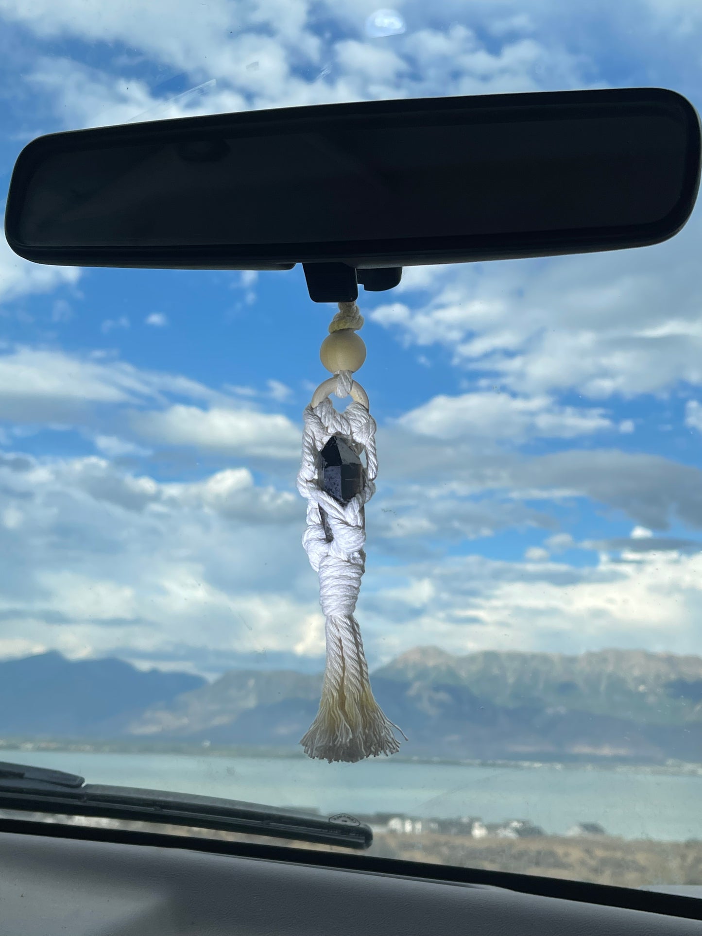 Crystal Macrame Rearview Mirror Charm