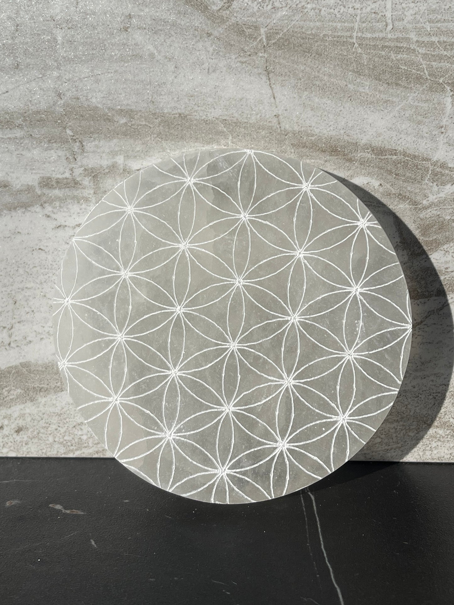 Flower of life Selenite Charging Plate