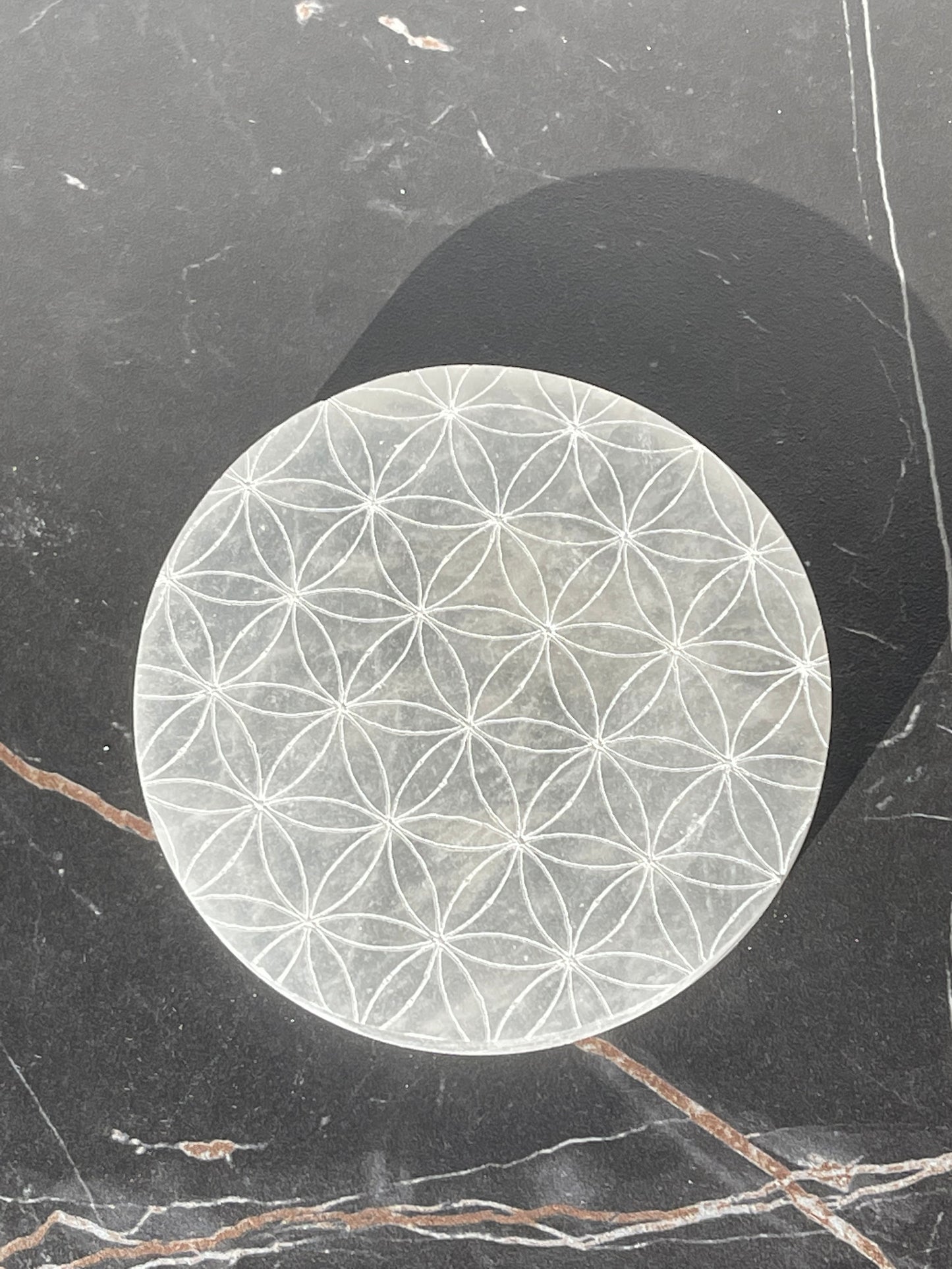 Flower of life Selenite Charging Plate