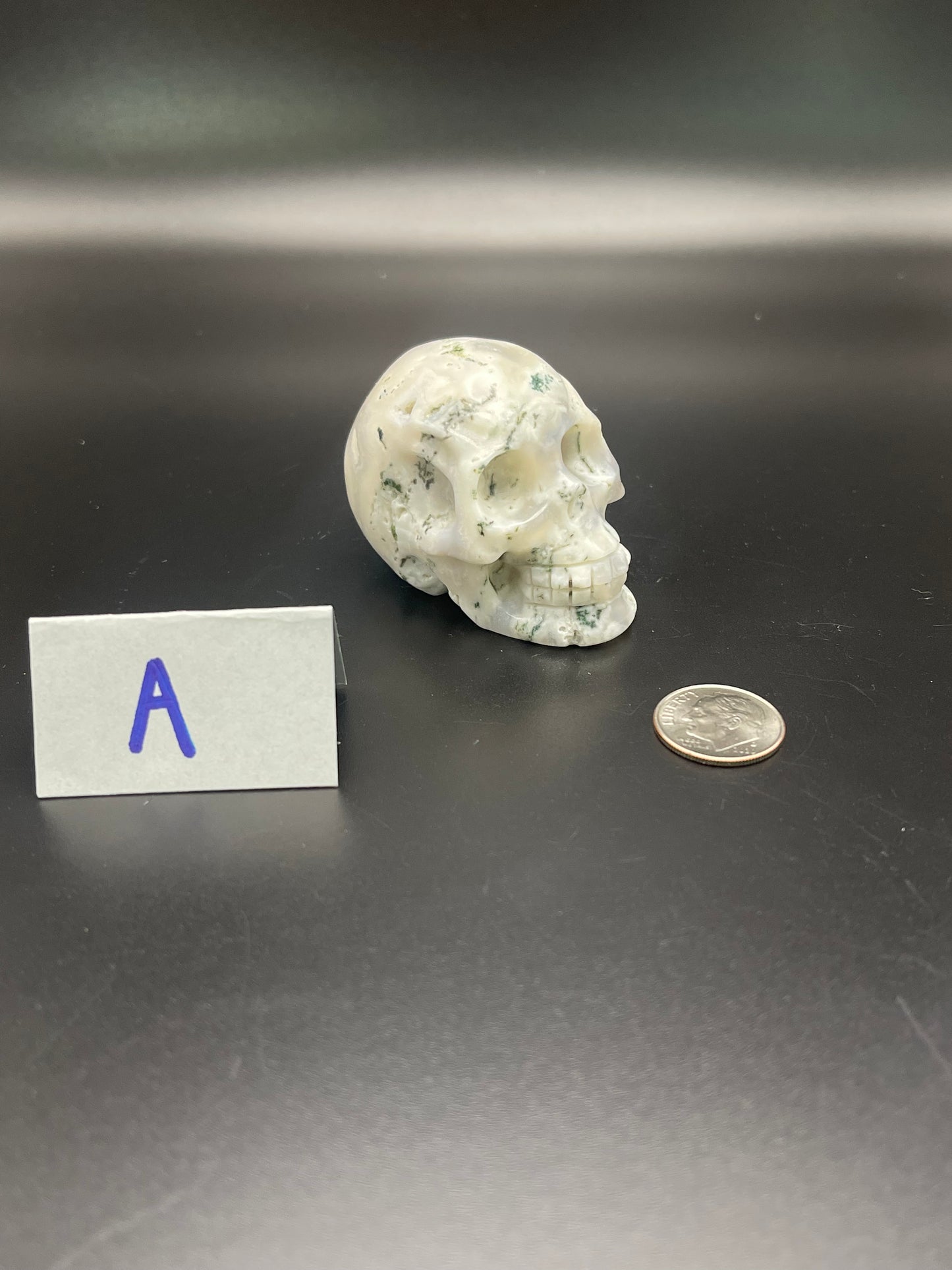 Moss Agate Skull Stone Carvings