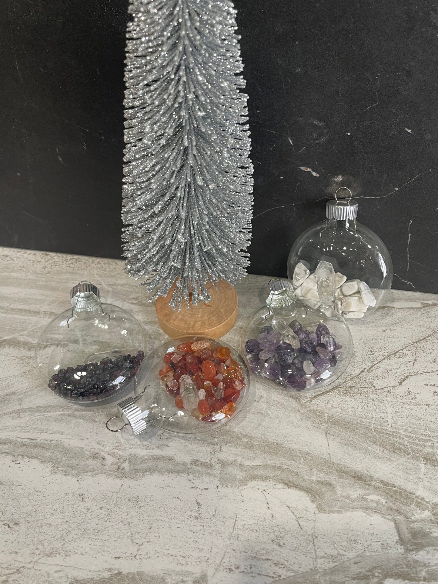 Crystal Filled Glass Ordainments