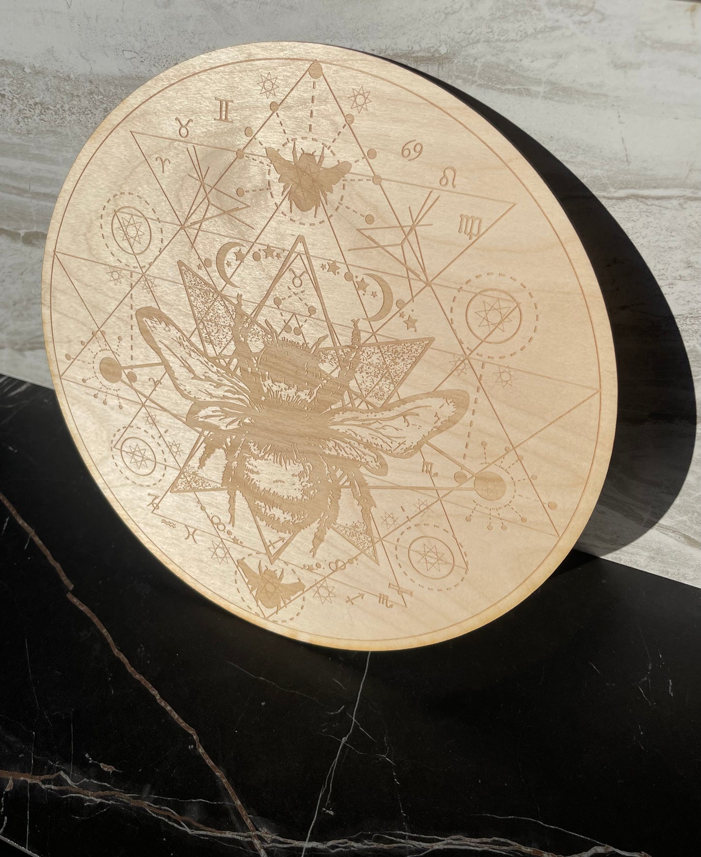 Honey Bee Wooden Crystal Grid