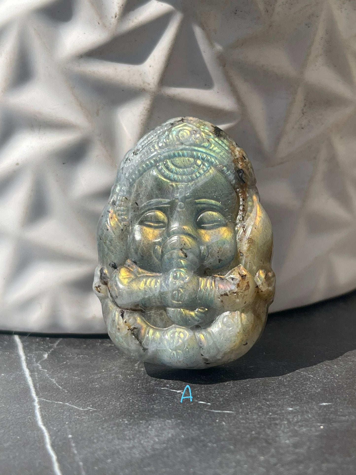 Carved Labradorite Ganesha