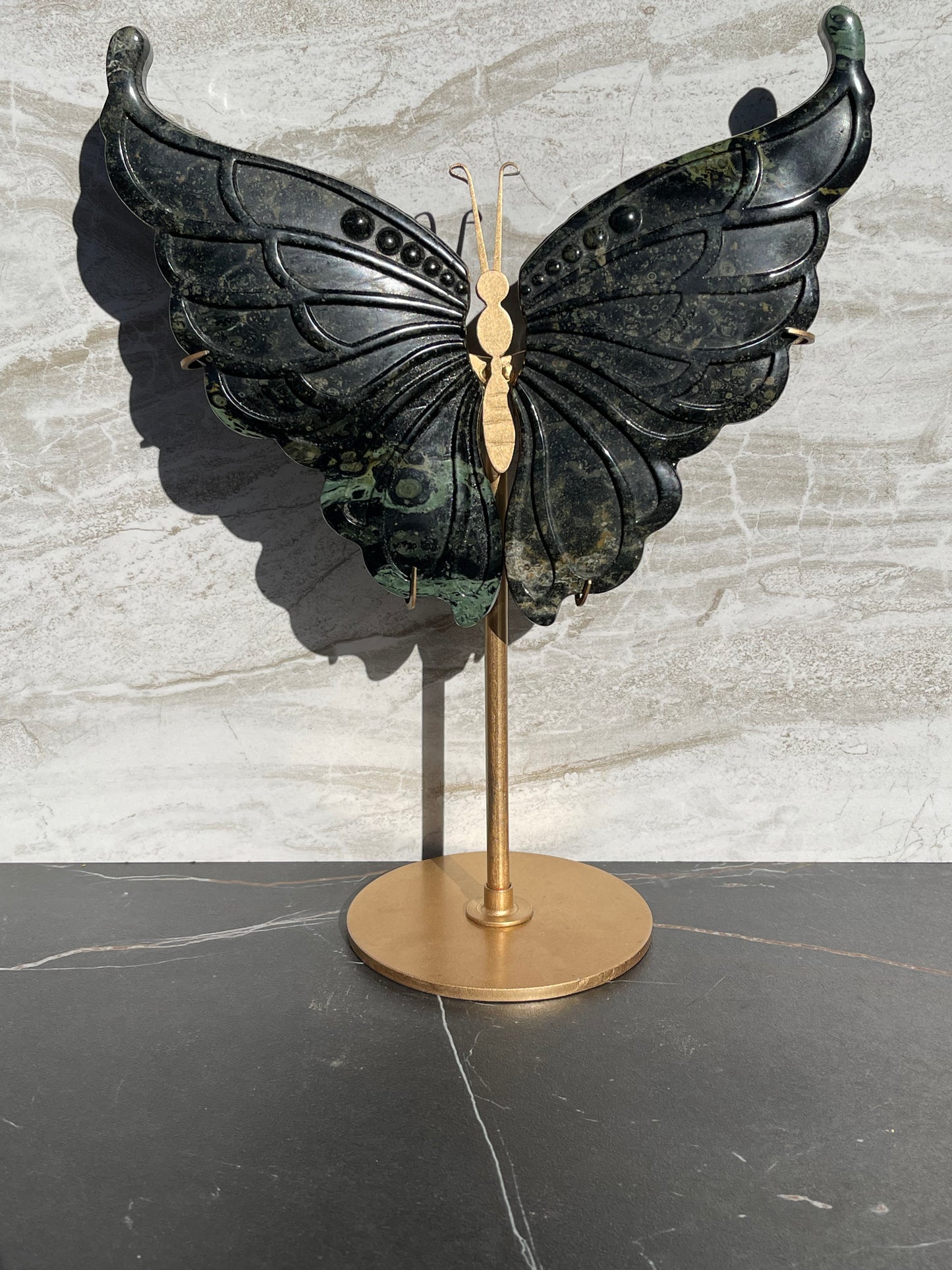 Kambaba Jasper Butterfly with Stand