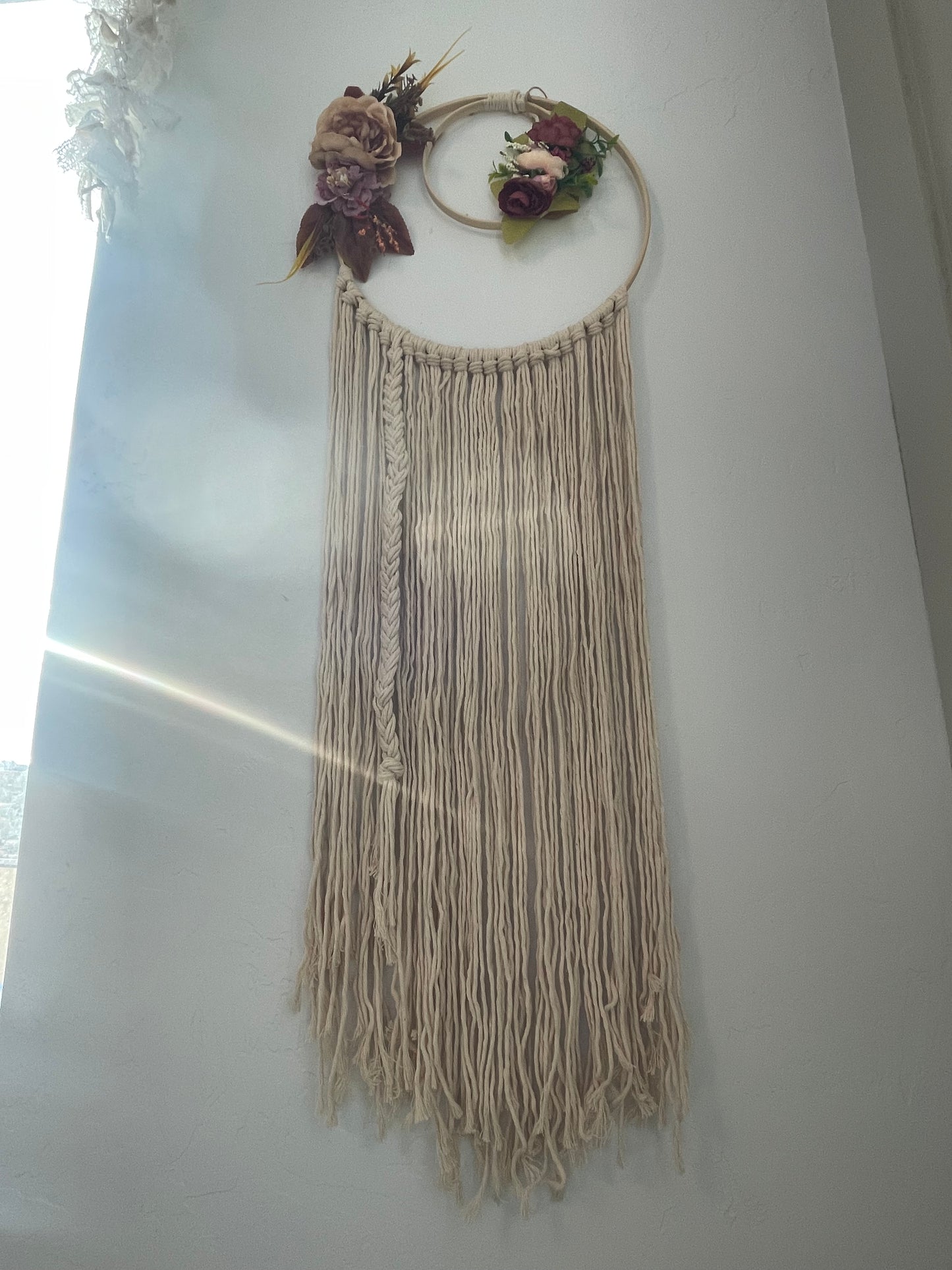 Double Circle Floral Macrame Dreamcatcher