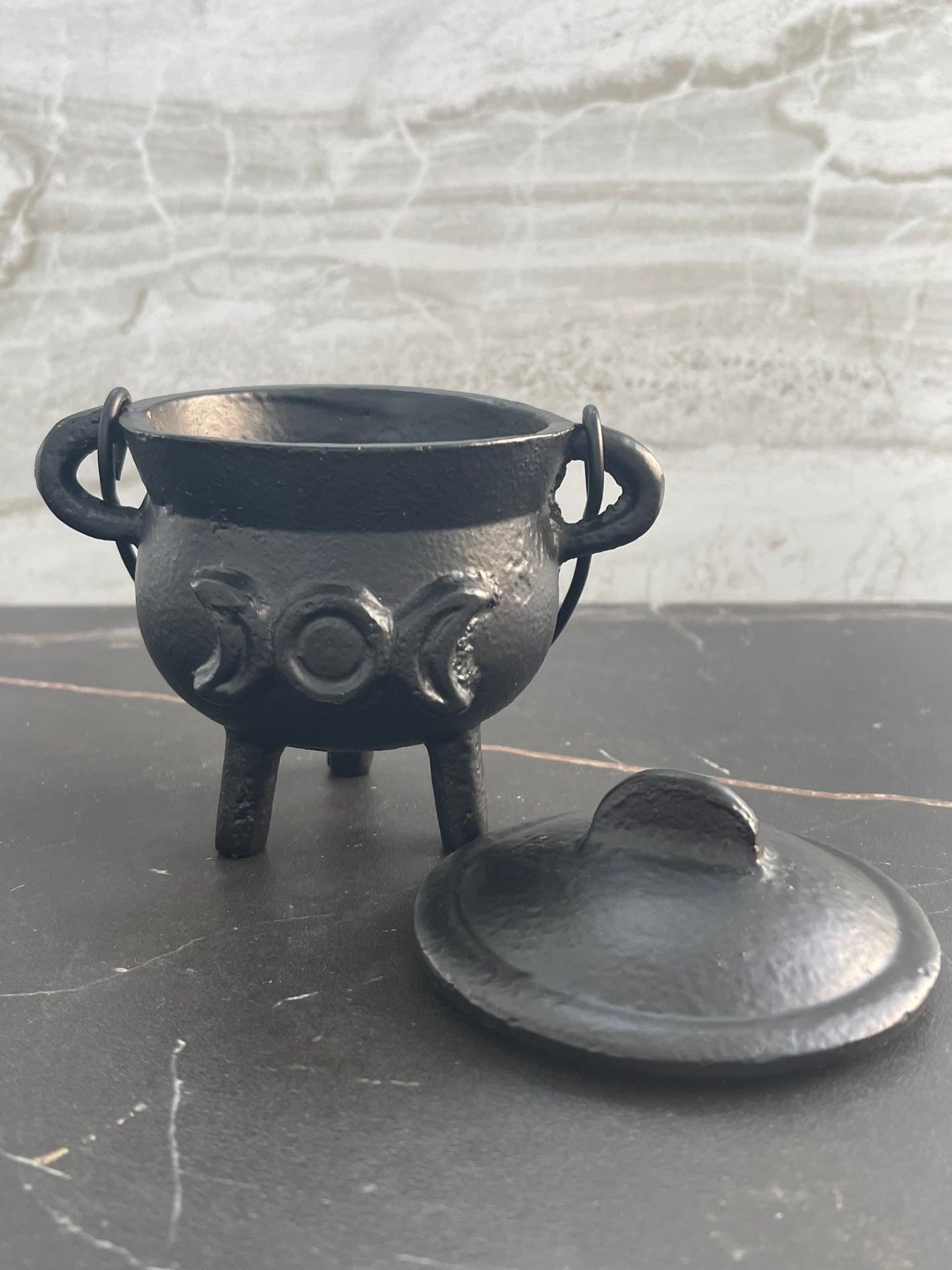 Cast Iron Cauldron with Triple Goddess