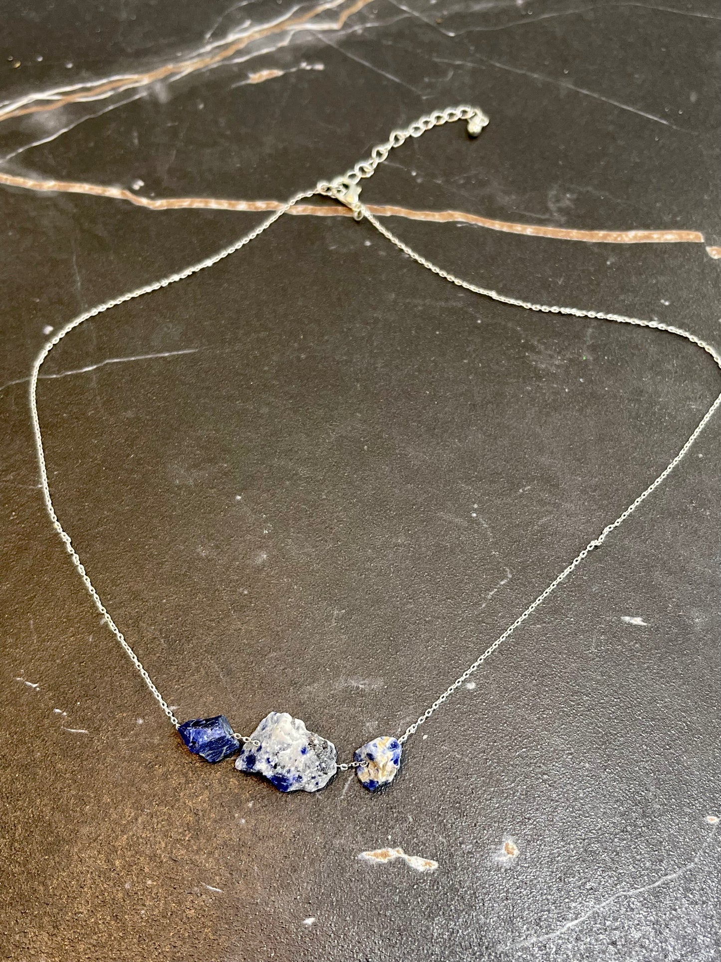 Three Stone Sodalite Necklace