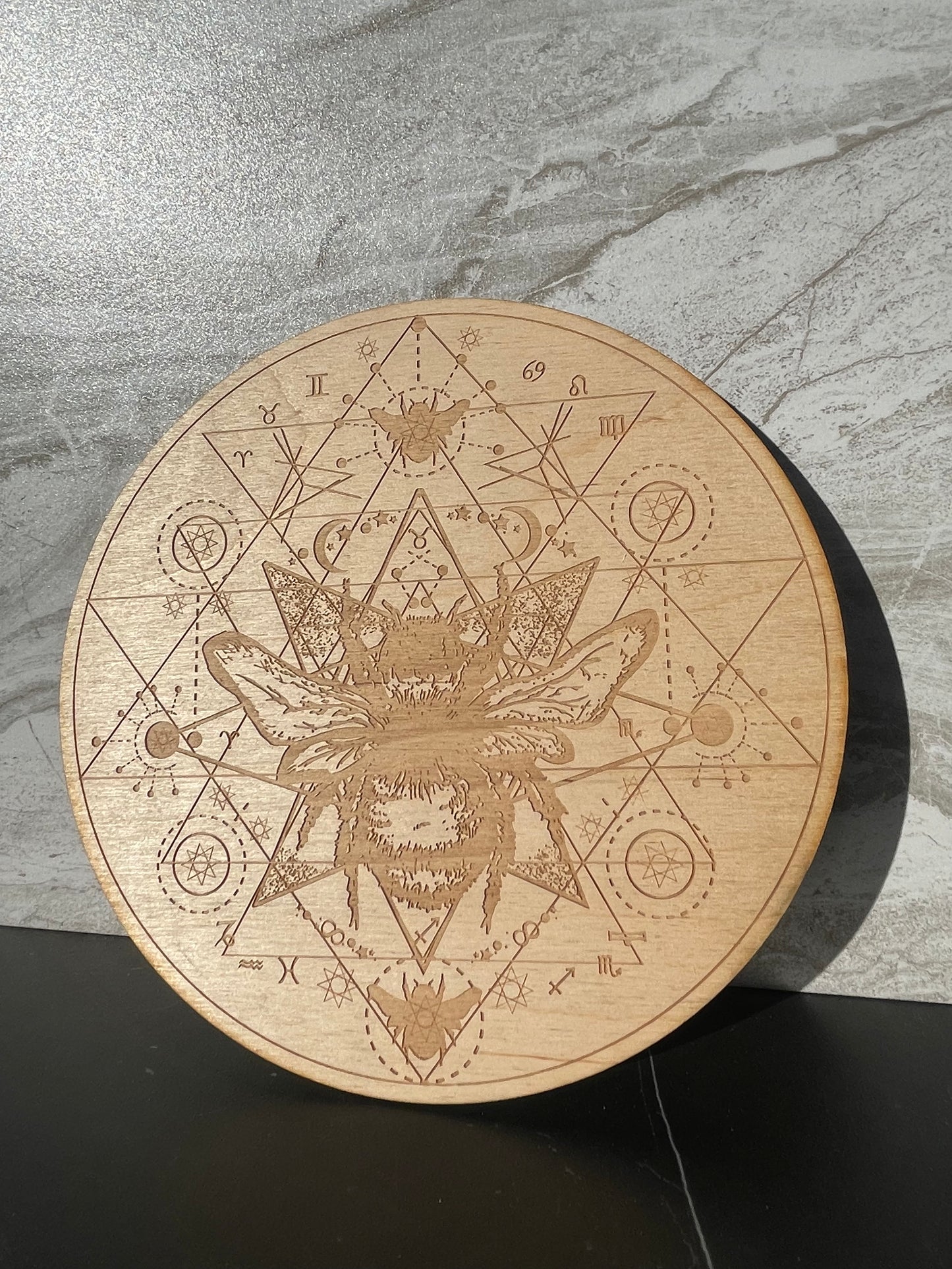 Honey Bee Wooden Crystal Grid