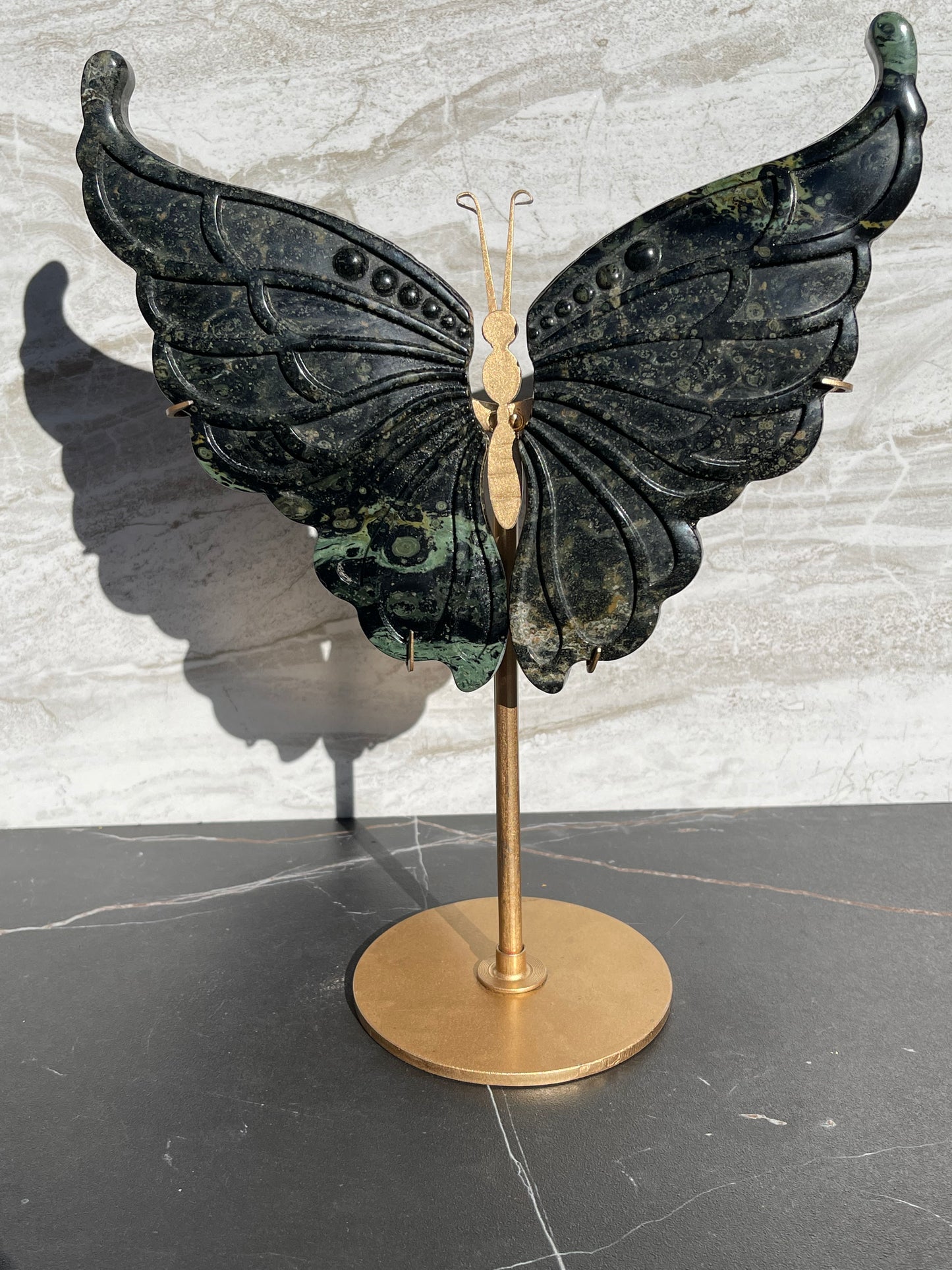 Kambaba Jasper Butterfly with Stand