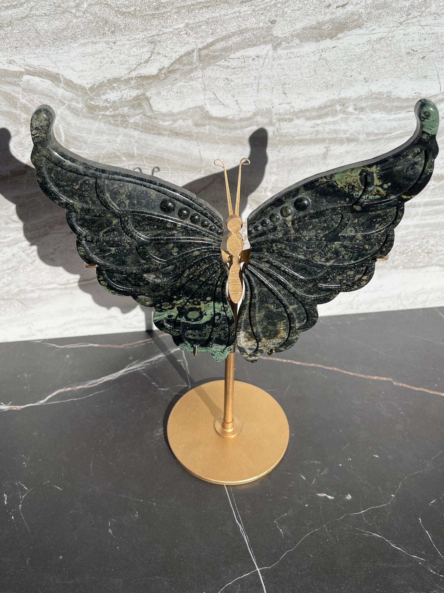 Kambaba Jasper Butterfly with Stand