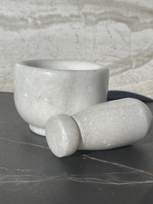 Small White Marble Mortar and Pestle