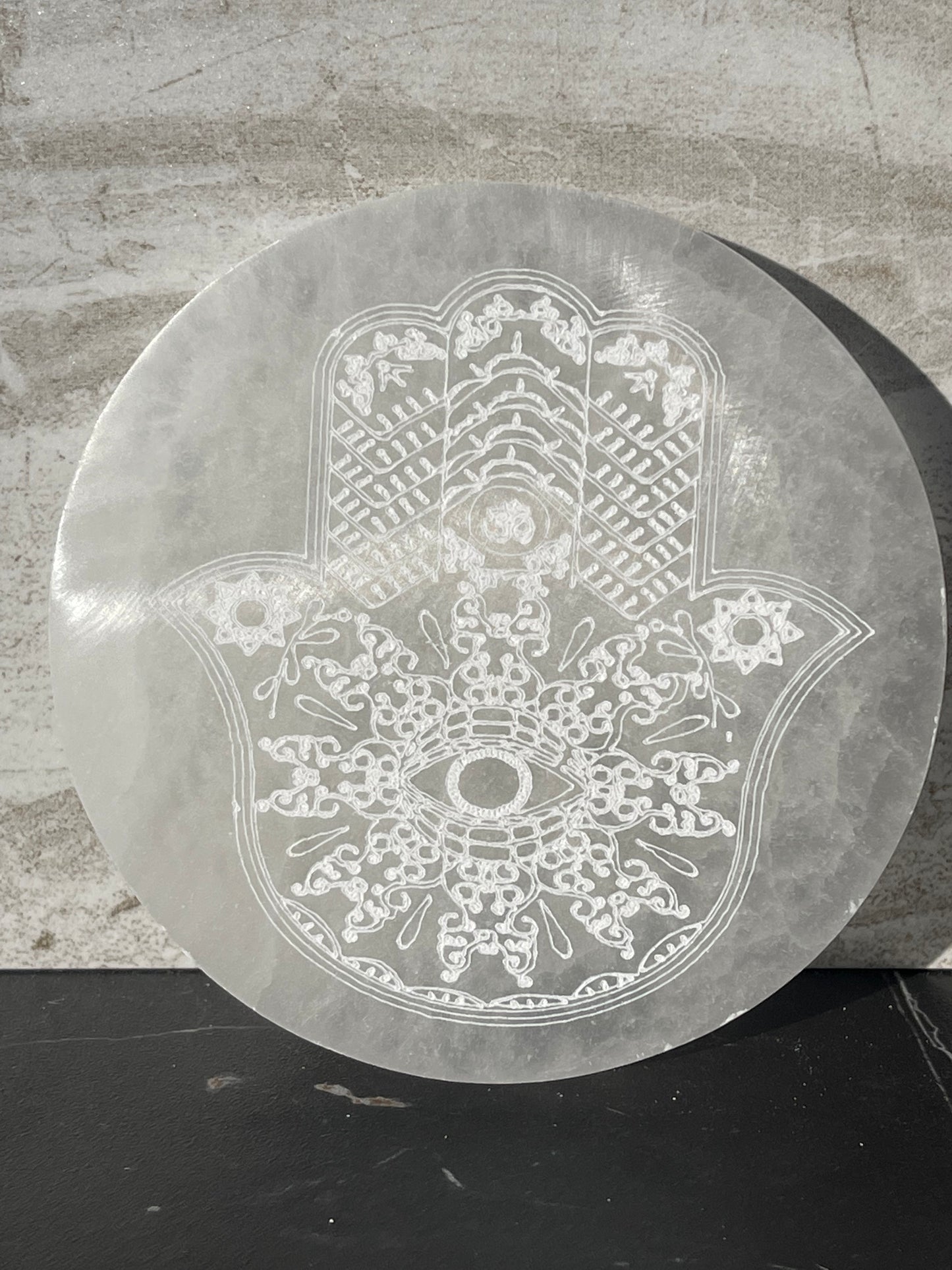 Hamsa Selenite Charging Plate