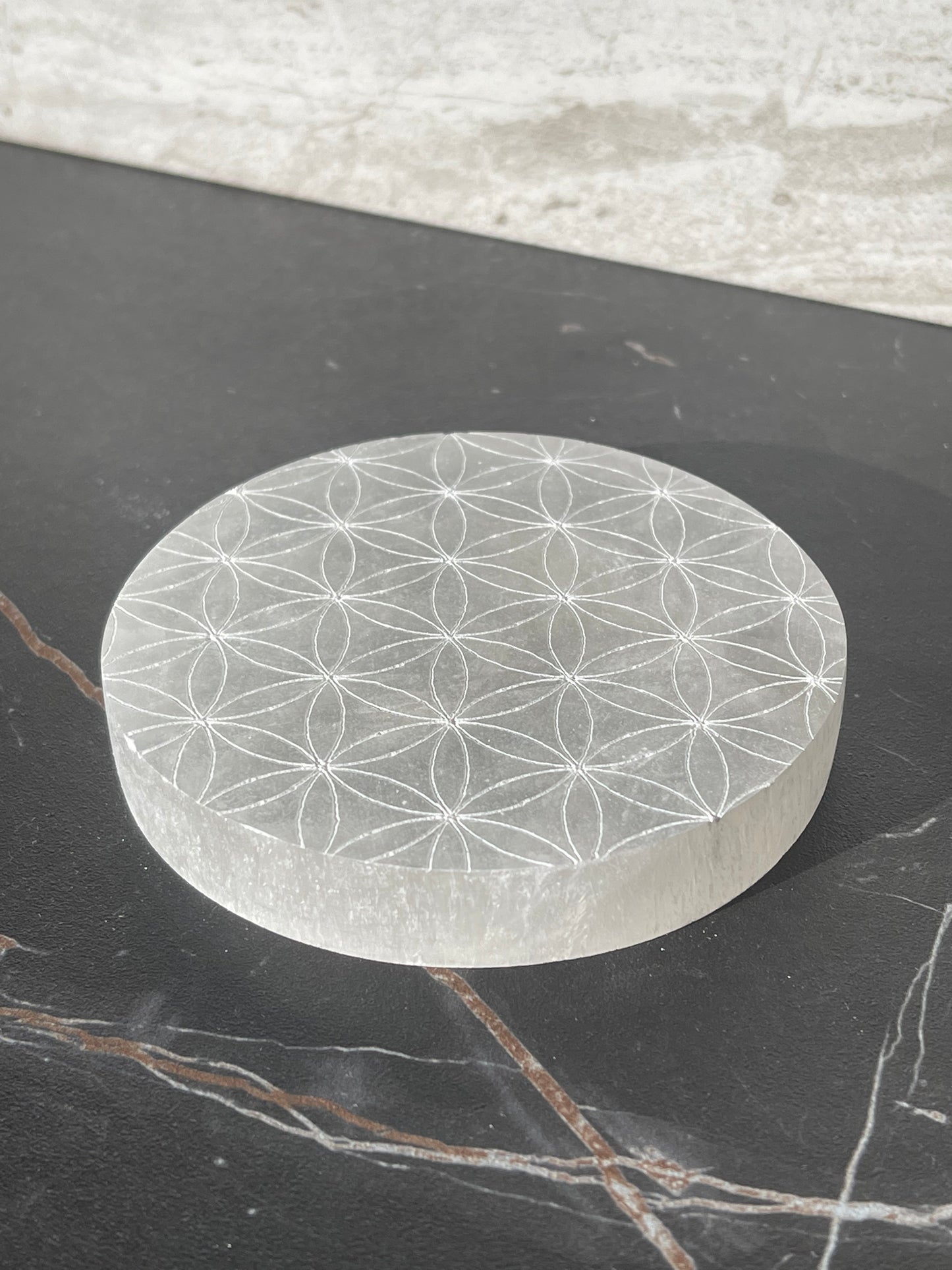 Flower of life Selenite Charging Plate