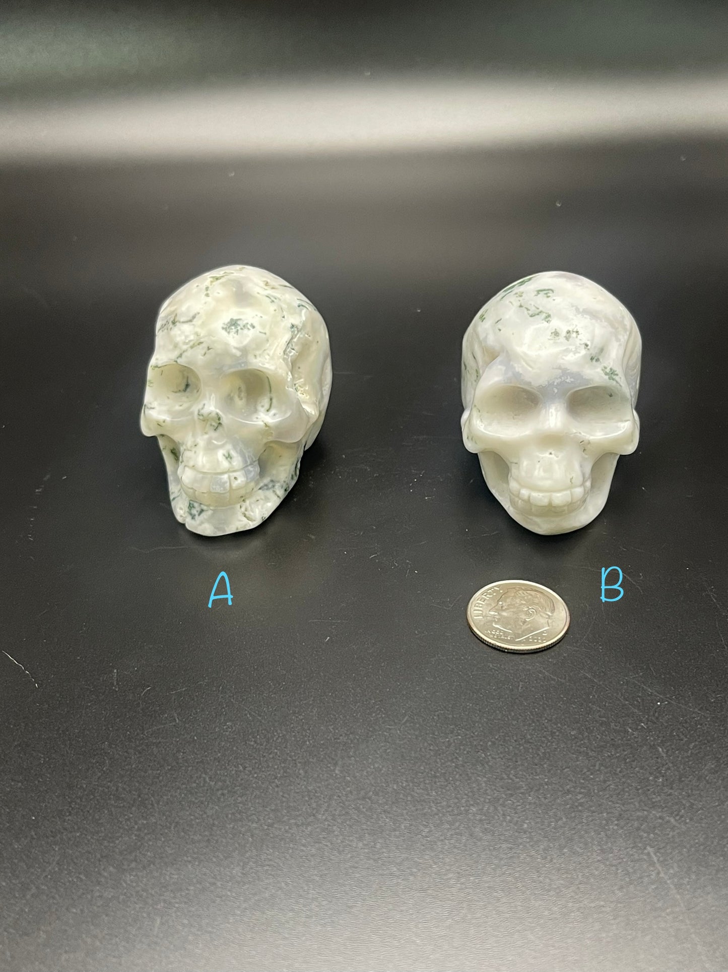 Moss Agate Skull Stone Carvings