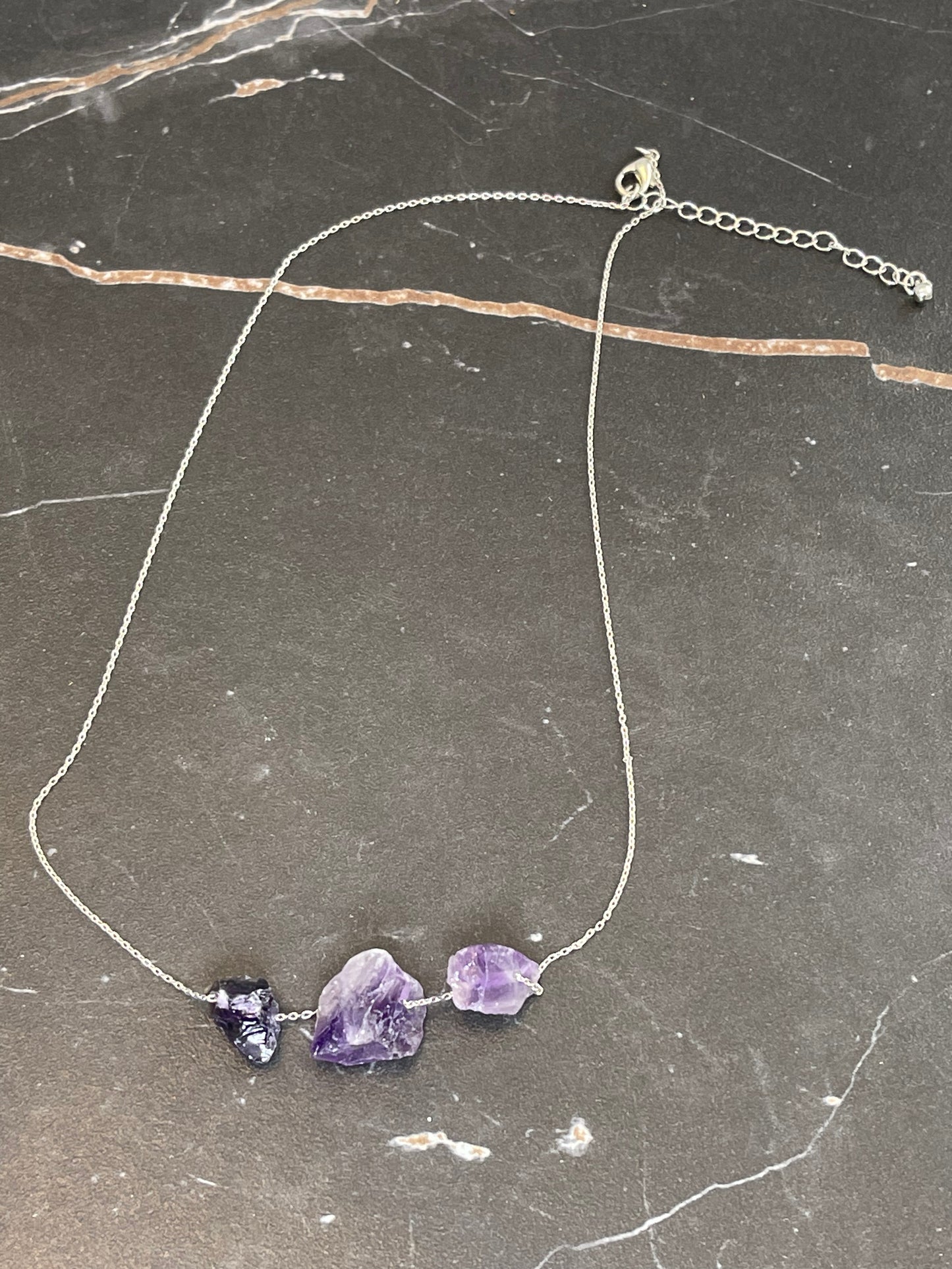 Three Stone Amethyst Necklace