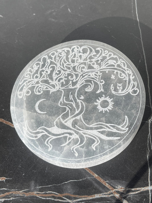 Tree of life Selenite Charging Plate