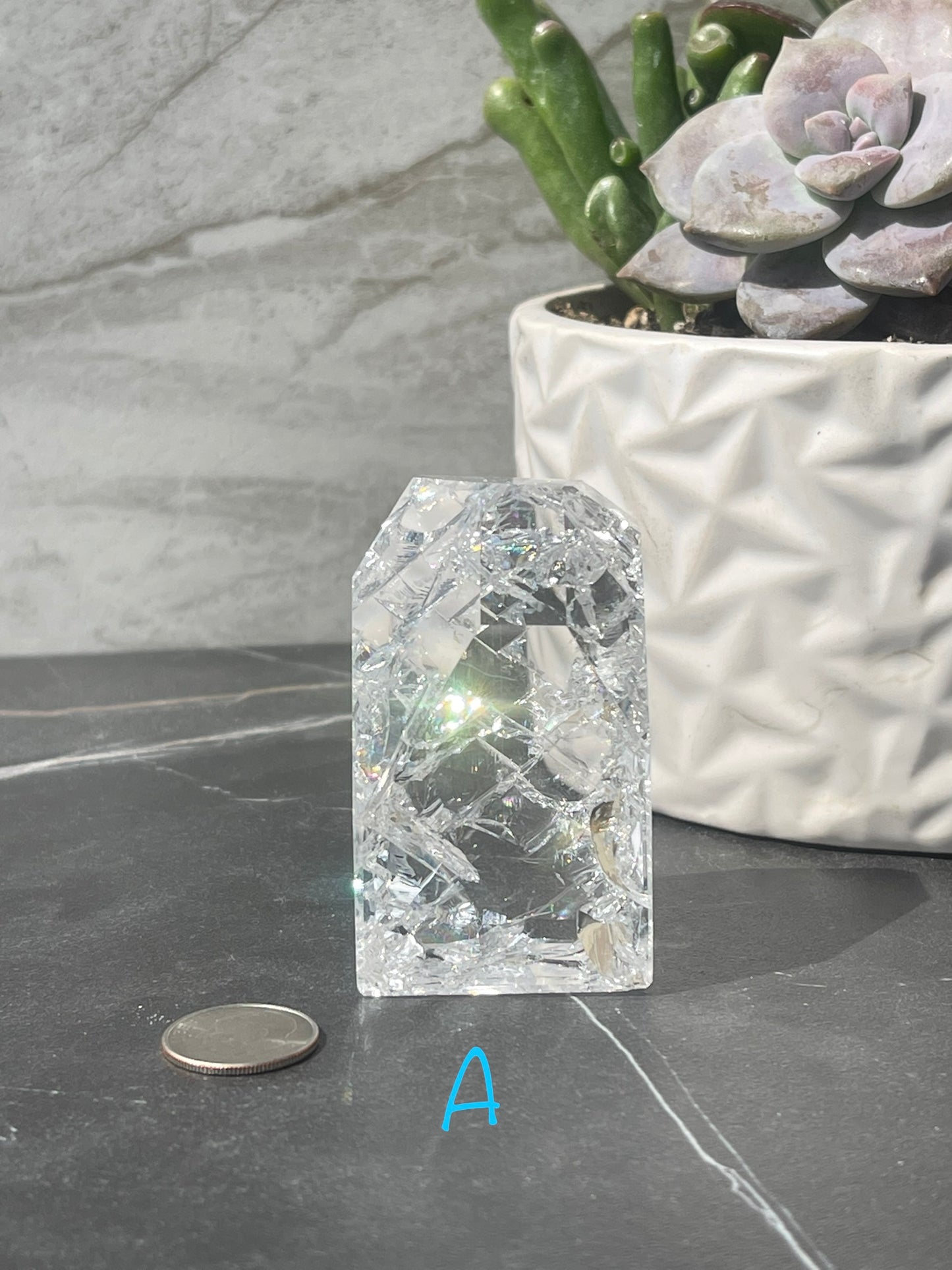 Aura Crackle Quartz Points