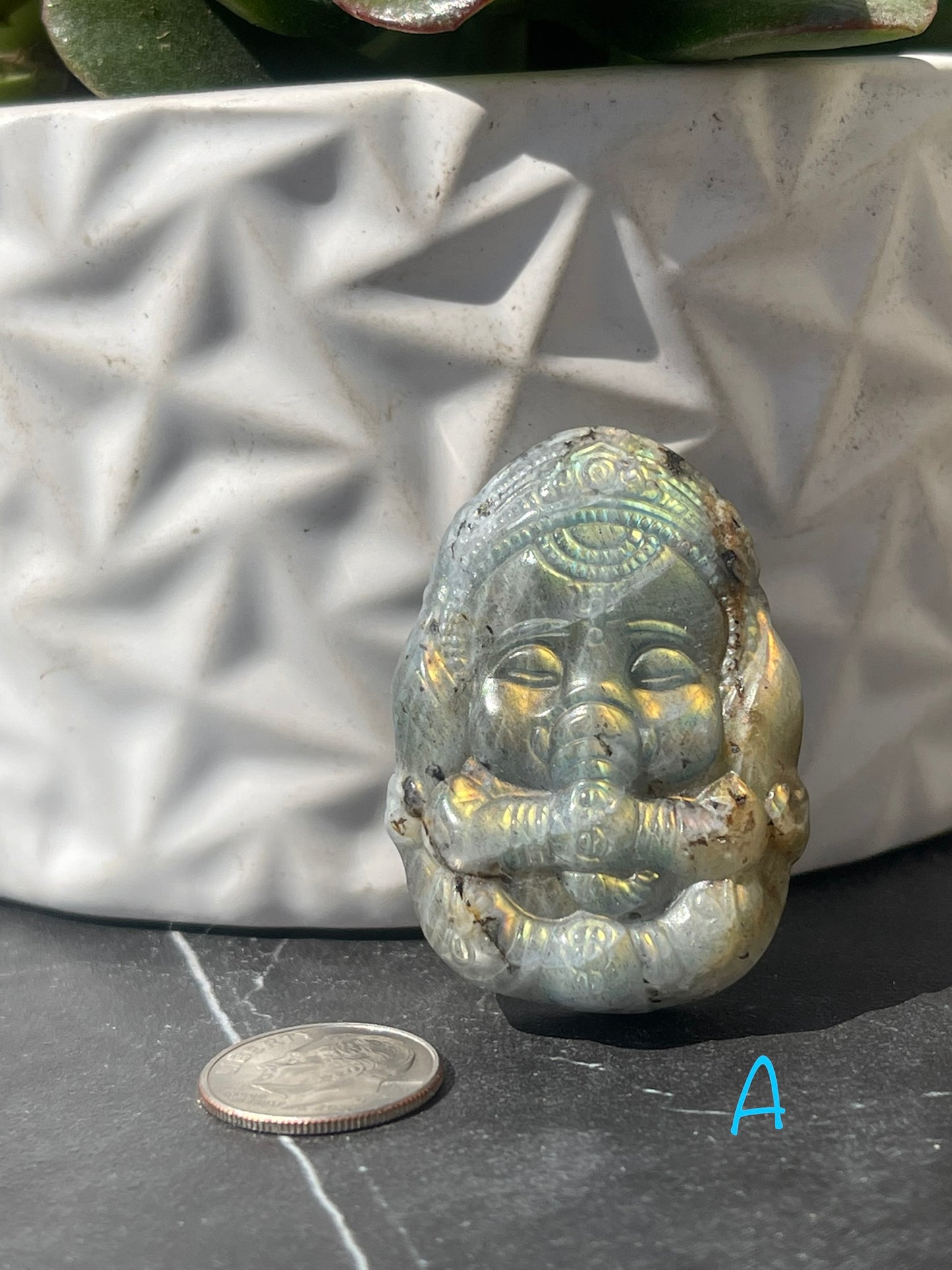 Carved Labradorite Ganesha