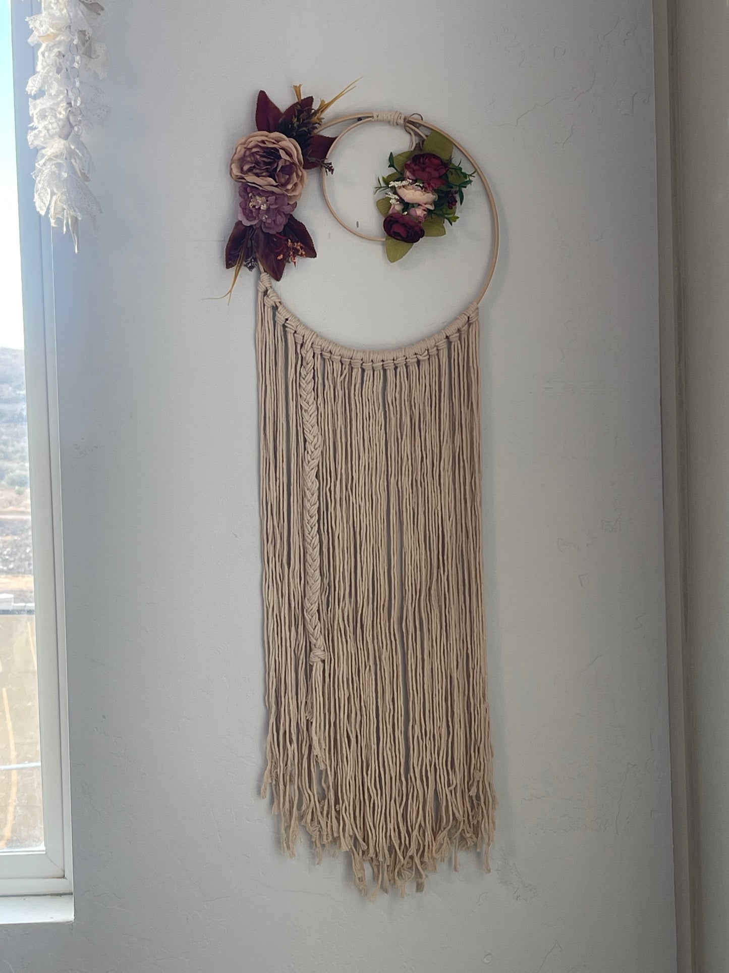 Double Circle Floral Macrame Dreamcatcher